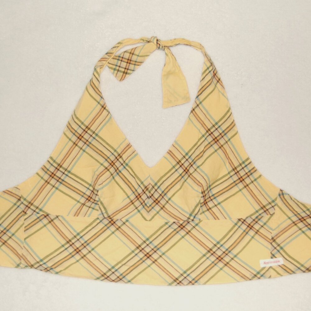 NWOT Abercrombie & Fitch, Yellow Plaid Tieback Halter Top, Women Size S - Picture 2 of 11